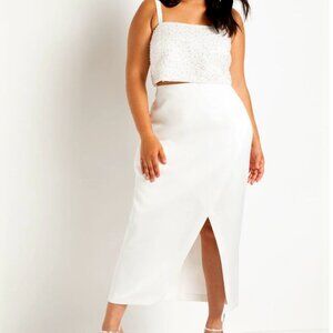 NWT!! Eloquii -- Collectors Edition White Wrap Midi Skirt -- Size 22/22W